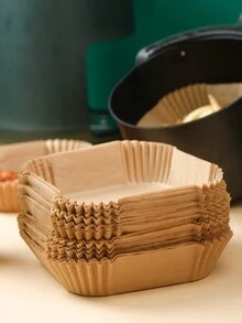 100pcs Square Air Fryer Parchment Paper For Baking And Oil Absorbing Air Fryer Kitchen Air Fryer Liners Air Fryer Paper Airfryer Air Frier - Brown - View 4