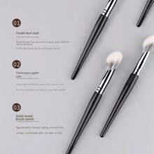 1pc Angled Blush Brush Goat Hair Blending Cheek Blusher Makeup Tool,Foundation Brush,Concealer Brush,Blush Brush,Contour Brush,Blush Brush,Bronzer Brush,Powder Brush,Foundation Brush,Blush Brush - Black - View 8