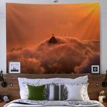 1入山脈與雲彩印花掛毯，休閒風格印花，適用於男女臥室、客廳裝飾，可作為朋友、畢業、家庭禮物 - 彩色 - 查看 2