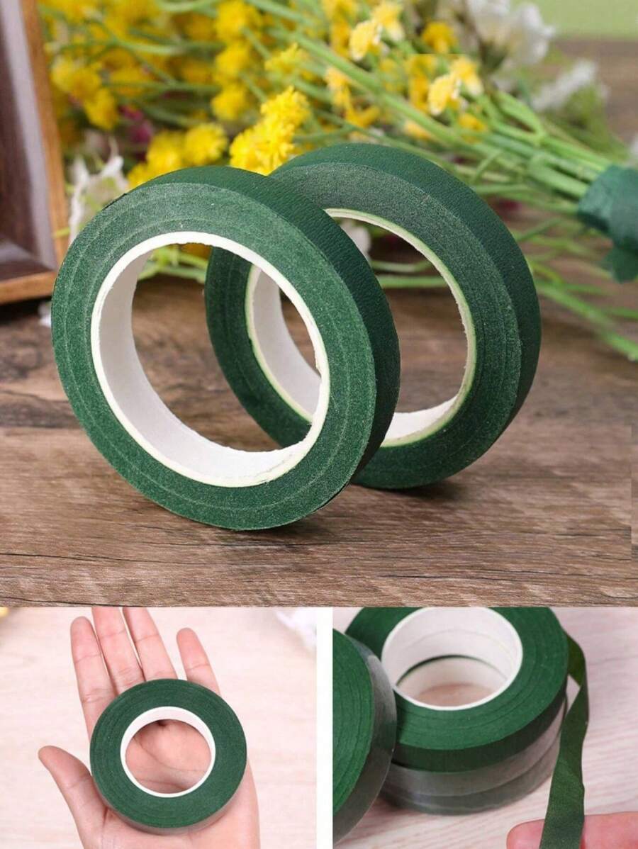 1 卷/2 卷/5 卷绿色花艺胶带 DIY 婚礼花束茎缠绕包装材料，花店情人节母亲节父亲节花束缠绕材料