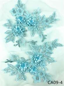 2pcs Colorful Organza 3D Floral Embroidered Applique Patches For DIY Clothing Shoes Hat Decoration Sewing Craft