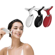Three-Color LED Light Mode Face Massager, Home Face And Neck Massage Tool, Heating Mode, Skin Care, Improve Skin Smoothness And Brightness - White - View 2