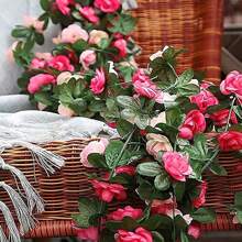 1pc Artificial Plastic Rose Vine Decoration, Simulation Rattan, Ideal For Wedding Ceremony, Air Conditioning Pipe Pipe Wrapping And Ceiling Wall Hanging - Multicolor - View 5