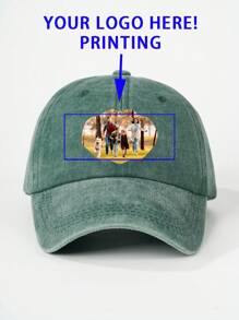 Customizable Photo Printed Baseball Cap, Unisex Washed Dad Hat For Outdoor Activities