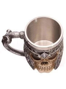 Taza y Jarra para cerveza con diseño de casco de guerrero vikingo medieval, taza para cerveza con calavera gótica, 325 ml