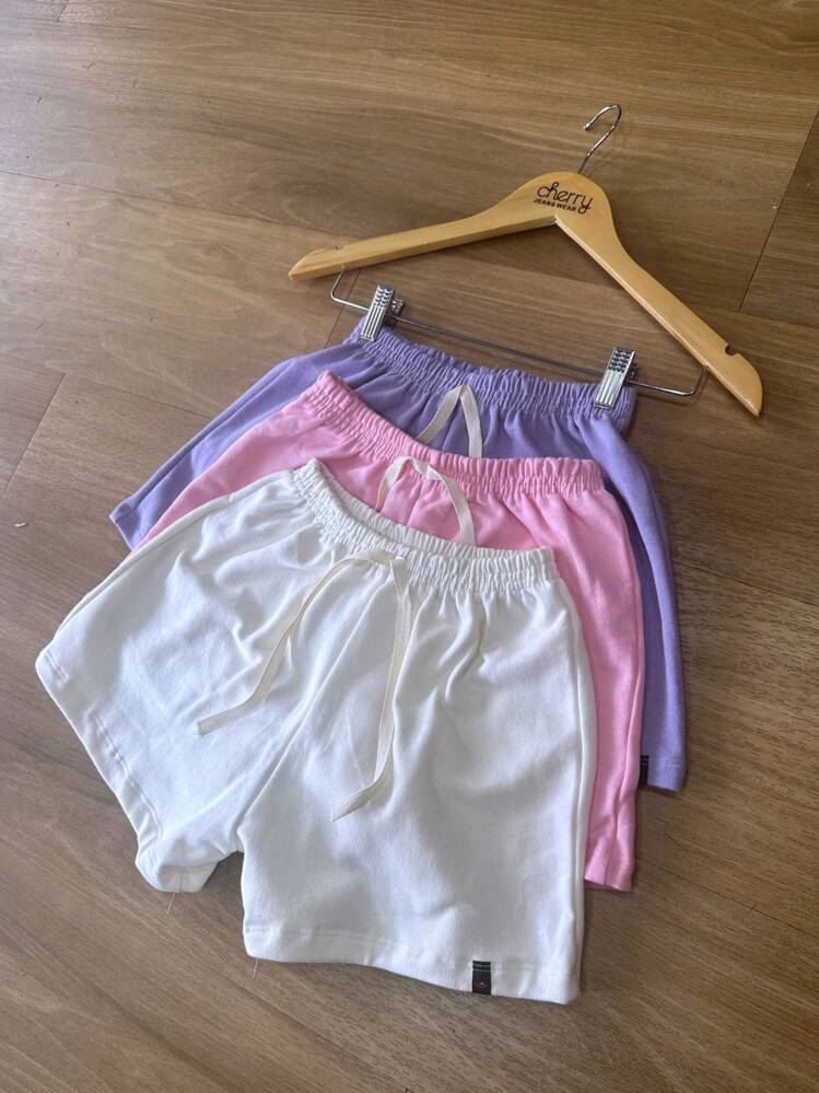 kit 3 shorts feminino pecas no moletom básico para seus dias - Multicolorido - Visão 4