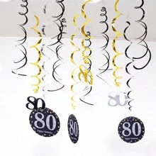 12 sztuk/zestaw urodzinowych spiralnych wiszących ozdób na przyjęcie, 18, 21, 25, 30, 40, 50, 60... Dekoracje girlandowe na urodziny, tło (wiele losowych kolorów)
