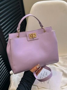 全季通勤包，時尚女士手提包精美肩帶/斜背包，高品質&多功能手提袋 - 紫色 - 查看 8