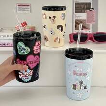 Taza con forma de corazón de "Dopamine Love" 2024 Nueva, taza de café de acero inoxidable, termo de viaje portátil