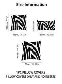 1pc Abstract Print Cushion Cover Without Filler Modern Throw Pillow Cover, For Sofa, Couch, Living Room - Black and White - View 2