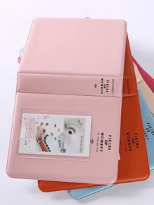 1pc 64 Pockets Pockets Mini Photo Album, Instant Picture Case Storage, 3Inch Portable Photo Album,Pictures Storage Case Stamps Tickets Cards Organizer - Pink - View 6