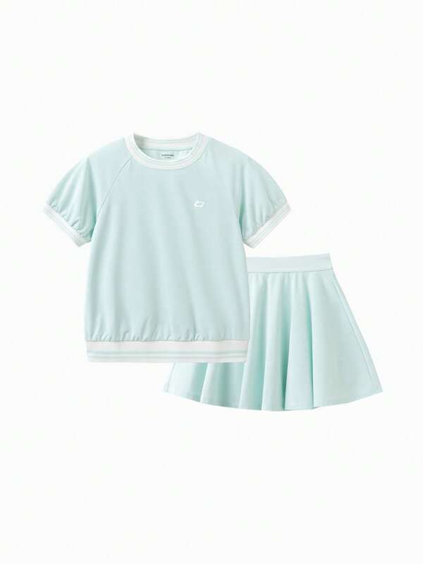 Balabala Girls' Summer Suit 2024 New Summer Clothing Medium And Big Kids Two-Piece Set Cool Feeling Fashionable Sports Style