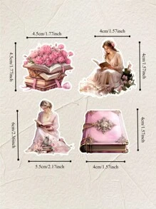 1 set Adesivi decorativi vintage acquerello donna vittoriana che legge un diario adatti per scrapbook, agenda, quaderno, biglietto di auguri, tazza, telefono cellulare