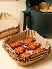 100pcs Square Air Fryer Parchment Paper For Baking And Oil Absorbing Air Fryer Kitchen Air Fryer Liners Air Fryer Paper Airfryer Air Frier - Brown - View 7