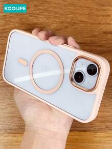 Apple 1pc Koolife Thick Shockproof TPU+PC Magnetic Protective Case Compatible With Iphone 16/16Pro/16Plus/16ProMax 11/12/13/14/15 ProMax - Ultimate Protection, Transparent Material Retaining Original Phone Color - 粉色 - 查看 1