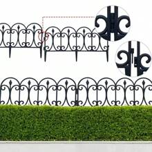 6 pezzi Recinzione in plastica per casa con decorazioni in pietra per giardino, Inserimento recinzione per prato, nero - Multicolore - Visualizzare 6