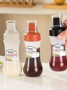 1pc 5-Hole Squeeze Bottle, Tomato Sauce Container, Salad Dressing Dispenser, Multi-Functional Condiment Bottle. - Multicolor - View 3