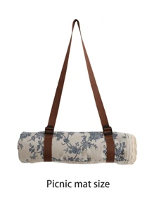 Cirelle Vintage Style Ins Blue Floral Outdoor Camping Picnic Blanket, Decor, Rama Family Style, Picnic Eseentials, Family Outing Use, Camping Supplies, Holiday Vacation Use