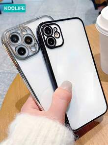 1 pieza Funda de teléfono con recorte preciso y estilo moderno de TPU enchapado compatible con iPhone 13/14/15 Pro Max, anti-caída y a prueba de golpes, delicada carcasa suave de TPU