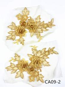 2pcs Colorful Organza 3D Floral Embroidered Applique Patches For DIY Clothing Shoes Hat Decoration Sewing Craft