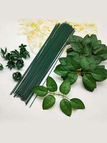 50 piezas Alambre de tallo floral verde oscuro de 16 pulgadas para arreglos florales y manualidades DIY, alambre floral hecho a mano. - 50 piezas - Ver 3