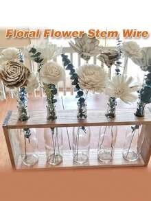 50 piezas Alambre de tallo floral verde oscuro de 16 pulgadas para arreglos florales y manualidades DIY, alambre floral hecho a mano. - 50 piezas - Ver 5