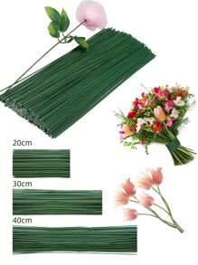 50 piezas Alambre de tallo floral verde oscuro de 16 pulgadas para arreglos florales y manualidades DIY, alambre floral hecho a mano. - 50 piezas - Ver 1