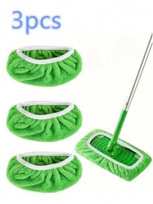 3pcs Mops Set Cloth Washing Reusable Mops Flat Mops Replace Cloth Sets Mops Multifunctional Household Mops Slouchy Broom Replacement Cloth Can Replace Clean Floor Mop Sets - Green - View 1