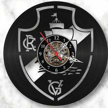 Relógio Parede Vasco Futebol Times Esporte Disco Vinil Retrô - Preto - Visão 2