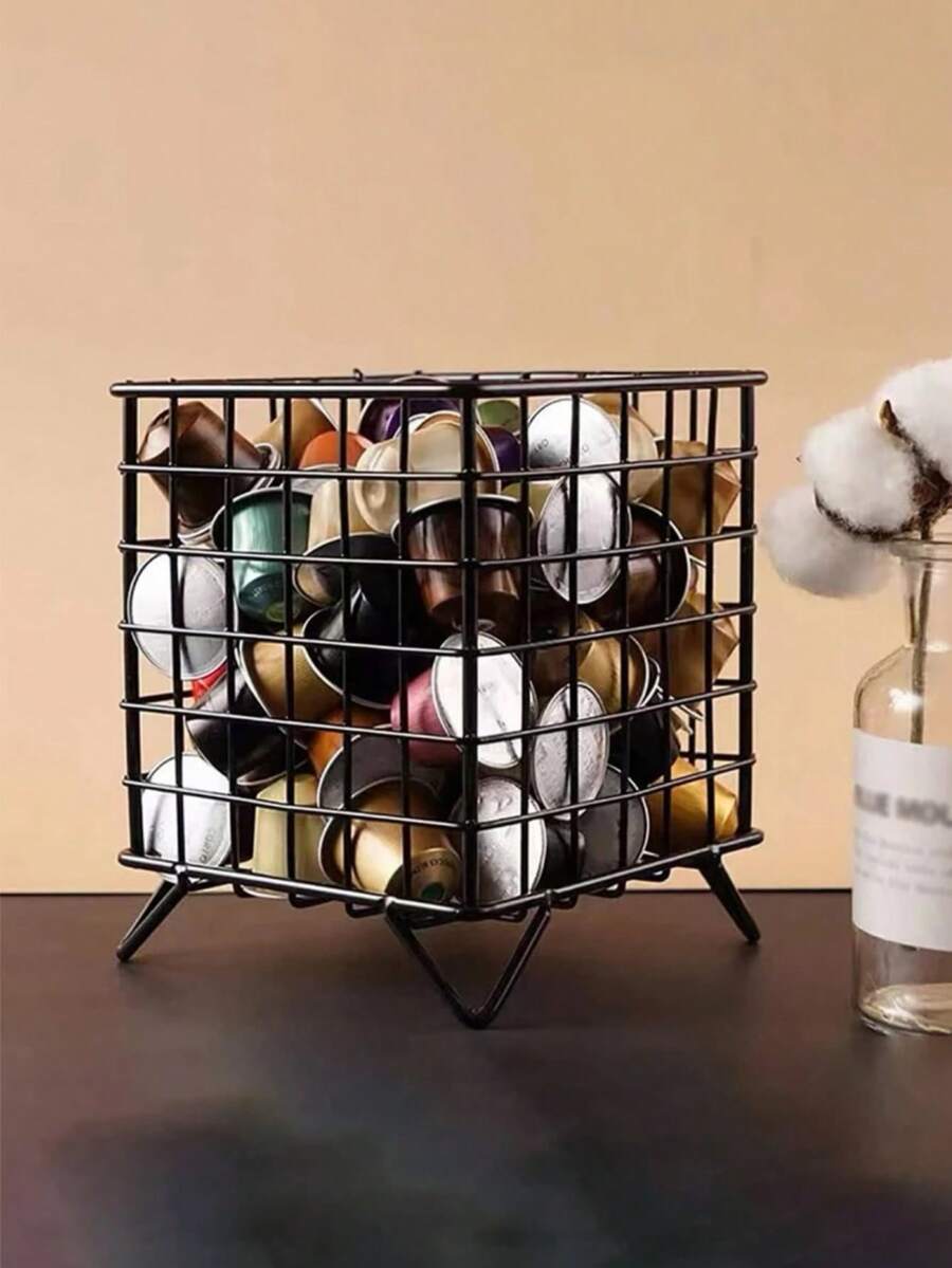 Metal Iron Coffee Capsules Storage Basket For Milk Balls, Grains And