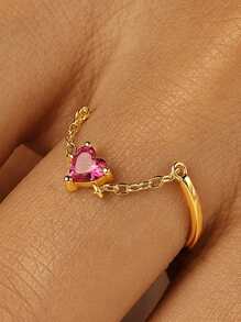 1PC 925 Sterling Silver Chain Fashion Ring 18K Gold Plated Adjustable Tail Finger Band Birthstone Eternity Promise Ring Wedding Engagement Tassel  Dangling Charm Rings Fashion Jewelry Gifts