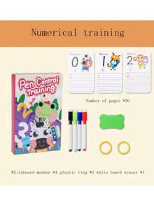 Montessori Drawing Toys, Pen Control Training Color Shape Math Matching Game Set, Magic Tracing Practice Book Set, Learning Activity Educational Toys - Multicolor - View 6