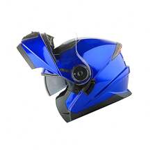 1Storm New Motorcycle Bike Modular Full Face Helmet Dual Visor Sun Shield: NOLED901 Matt Black - Blue - View 6