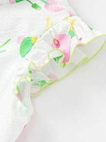 Balabala 女婴中国风印花旗袍连衣裙，荷叶袖，春夏款 - 綠色 - 查看 8