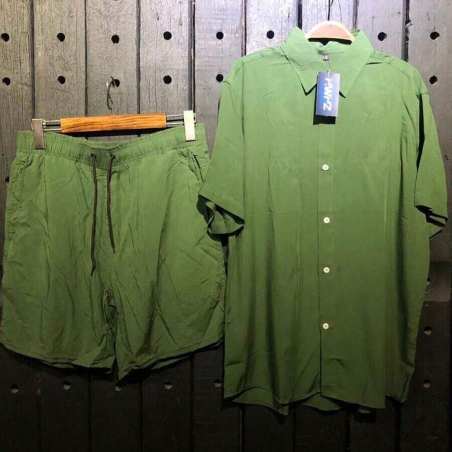 Men Shirt Co-Ords - 軍綠色 - 查看 1