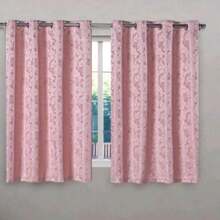 Cortina Jacquard Sala E Quarto 2,00mts x1,30mts Decoração - Rosê - Visão 1