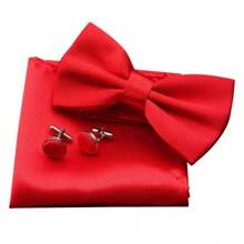 4pcs Formal Pre-Tied Bow Ties & Pocket Square & Cufflinks Set, For Wedding Party Business,Accessories,Festival - Multicolor - View 10