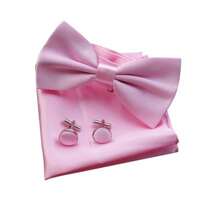 4pcs Formal Pre-Tied Bow Ties & Pocket Square & Cufflinks Set, For Wedding Party Business,Accessories,Festival - Multicolor - View 6