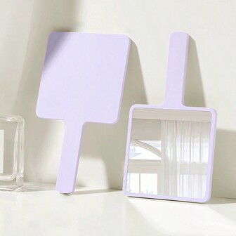 1 件方形手持化妆镜，美容院便携式梳妆台镜，迷你手持梳子镜，适合旅行、学校、宿舍、化妆、便宜、房间装饰、梳妆台、旅行、卧室、化妆配件、镜子、梳妆镜、迷你镜、小镜子、小镜子、手镜