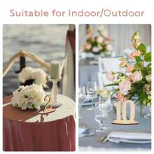 Wedding Wooden Table Numbers, 1-20 Wood Table Numbers With Base, Rustic Wedding Centerpieces Tables Number For Banquets, Restaurants, Parties, Anniversary Decoration - Wood Color - View 6