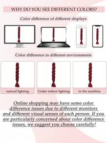 24英寸巨型编织合成假发接发，酒红色巨型编织假发，适合女性DIY编织 - 酒紅色 - 查看 7