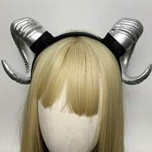Opaska na głowę z rogami byka w stylu retro, rekwizyt do zdjęć na Halloween, kostium karnawałowy, zabawny dodatek do LARP-ów, dodatek do występów scenicznych, opaska na włosy dla kobiet, akcesoria do włosów, obręcz do włosów, kostium - kształt - Zobacz 11