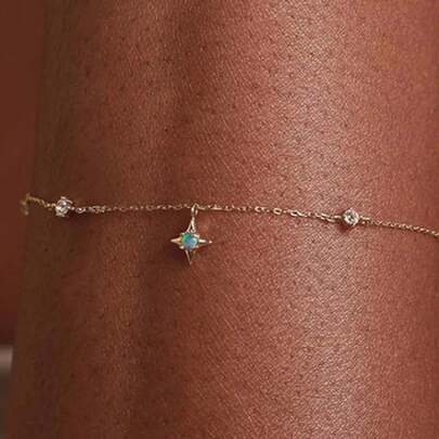 EleRunis 1PC 925 Sterling Silver Luxurious Star Opal Bracelet Infinity 18K Gold Plated Birthday Jewelry Gift For Girls Teens Women Girlfriend Daughter