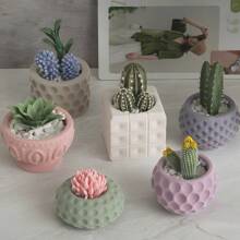 花盆硅胶树脂模具、DIY 水晶树脂、圆点储物盒模具、水泥花瓶、石膏首饰、笔筒、烛台蜡铸模具 - 白色 - 查看 6