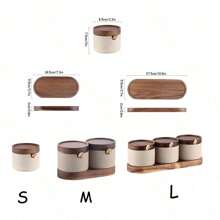 廚房陶瓷調味罐套裝,香料盒,鹽糖儲存,家庭餐廳桌面裝飾 - 彩色 - 查看 3