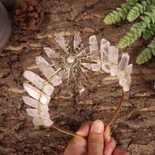 Diadema de corona de cristal natural para fiestas, diadema de diosa del sol perfecta para festivales, bodas, sesiones de fotos y uso diario - forma - Ver 20