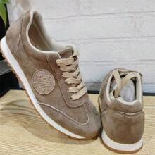 新款春季低領仿麂皮慢跑鞋，復古街頭運動鞋 - 卡其色 - 查看 2