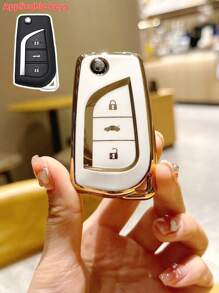 1pc Specialized TPU Car Key Case, Anti-Fall Folding Key Protection Cover, Fit For Toyota New Corolla, New Reiz And RAV4 Models