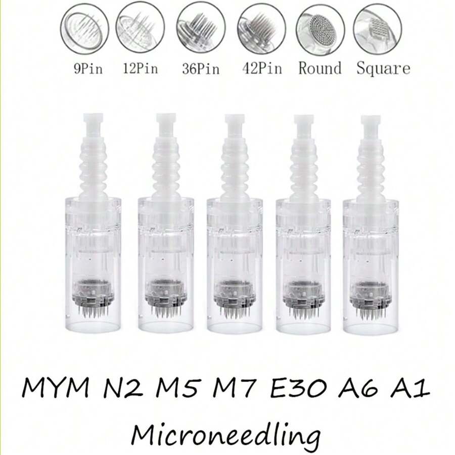 10/50/100/300pcs/包 針筒式微針筆替換頭,36 Nano 12 微針頭,適用於 N2 M5 M7 E30 MYM A1 A6 針筒筆,一次性替換零件 (0.25mm),適用於護膚、美容、化妝品 - 白色 - 查看 1