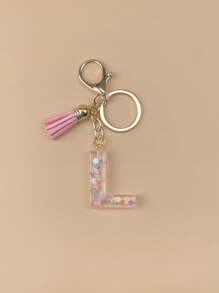 1 Peça de Chaveiro de Resina com Inicial, Ornamentos Feitos à Mão, Adequado para Bolsas, Acessórios, Encantos, Acessórios de Telefone Celular de Mulheres, Conchas de Borboleta, Lantejoulas em Forma de Estrela, Acessórios Escolares de Carro, Acessórios Góticos Fofos Y2k, Ideias de Presentes para o Dia dos Professores e Natal